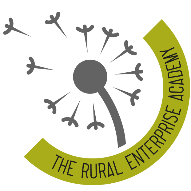 The Rural Enterprise Academy logo with a dandelion seed head releasing seeds